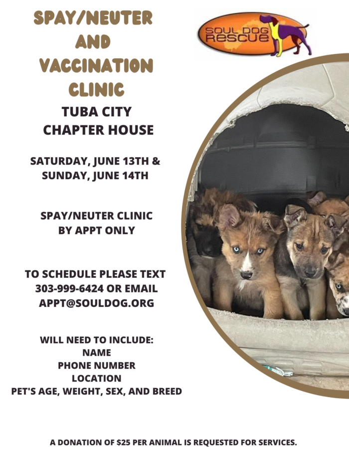 Soul Dog Rescue Spay/Neuter/Vaccination Clinic Tuba City Chapter House June 12 & 13