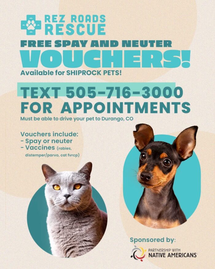 Rez Roads Free Spay Neuter Vouchers for Shiprock Pets