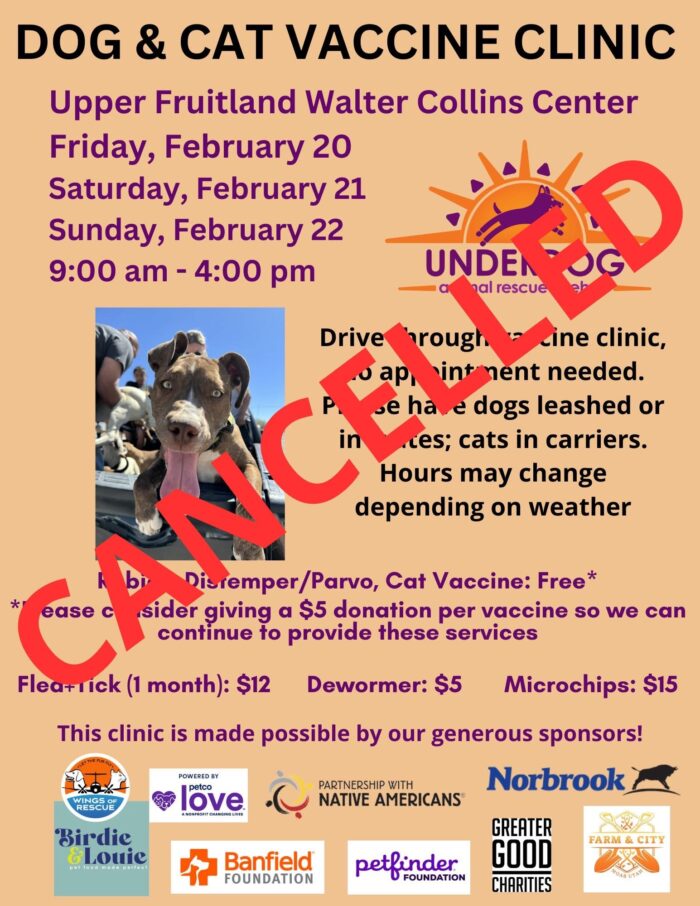 February 20-22 Fruitland cancelled Underdog clinic