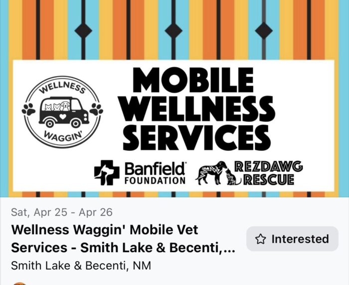 Rez Dawg Rescue Mobile Wellness Services April 25 Smith Lake, NM and April 26, Becenti, NM