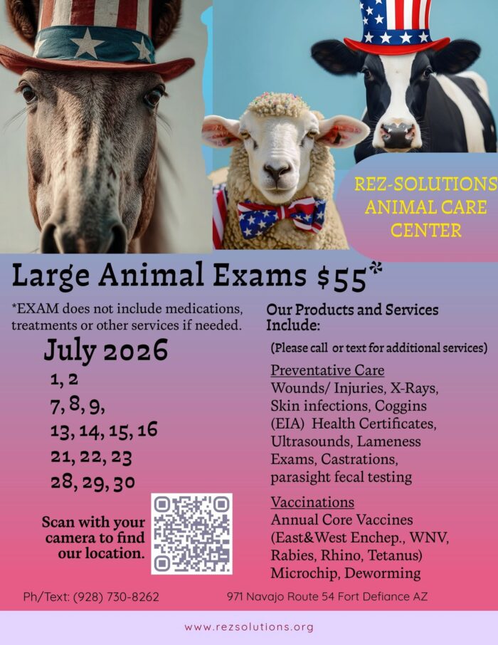 Rez-Solutions Large Animal Services July Schedule