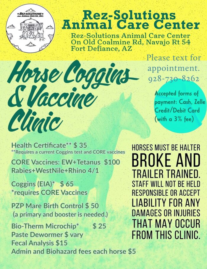 Horse Coggins and Vaccine Clinic Rez-Solutions