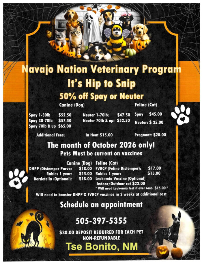 Navajo Nation Veterinary Program, Tse Bonito, Spay/Neuter services in October