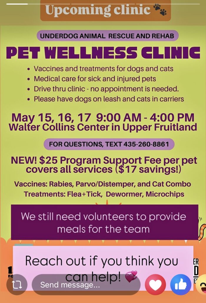 May 15, 16, 17 Upper Fruitland Underdog clinic