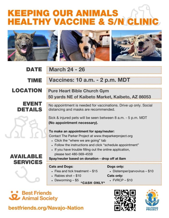 Kaibeto Spay/Neuter/Vaccination Clinic March 24-26