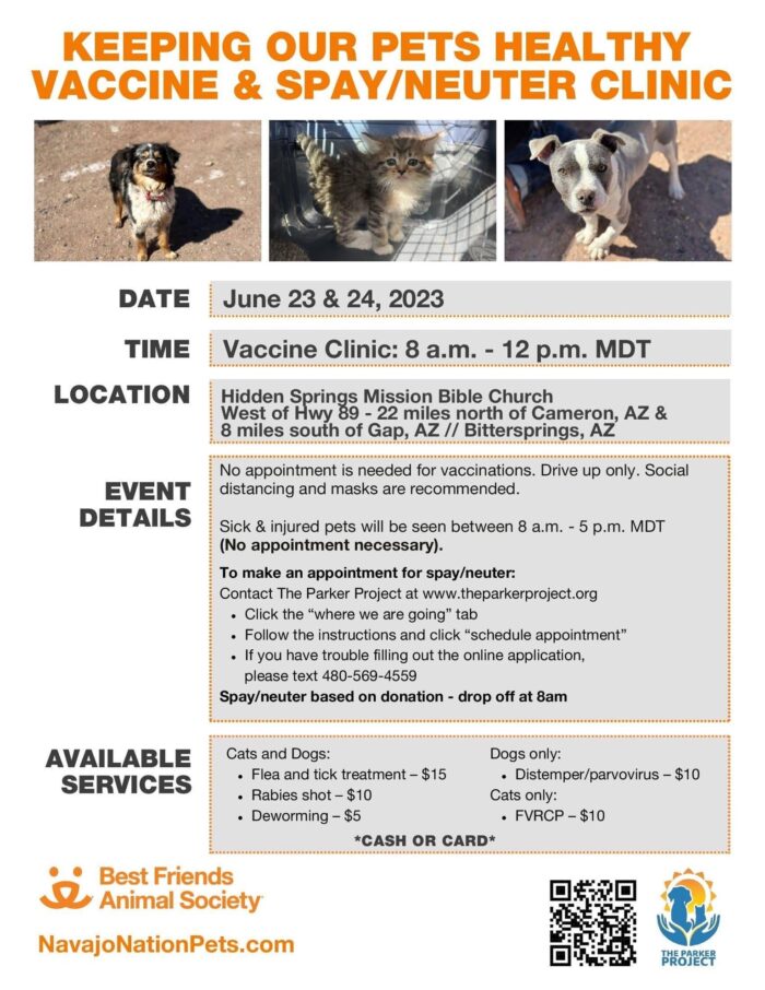 Hidden Springs Spay/Neuter/Vaccination clinic June 23 & 24 by The Parker Project and Best Friends Animal Society