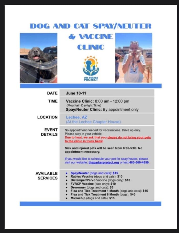 LeChee Spay/Neuter/Vaccination Clinic June 10 & 11 by The Parker Project