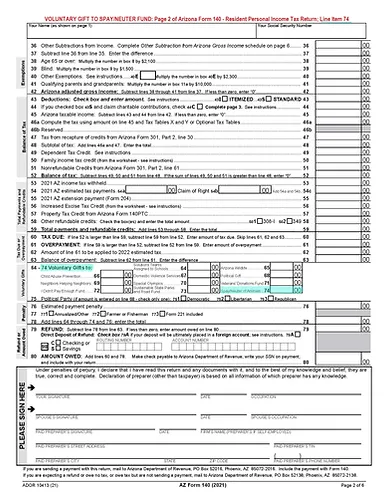 Arizona Personal Income Tax Form 14, page 2