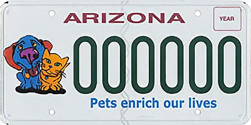 Pets enrich our lives, Arizona Pet Friendly License Plate
