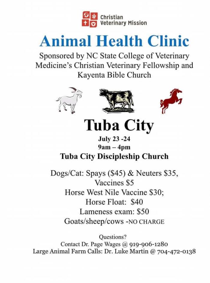 July 23 & 24 Tuba City Discipleship Church Christian Veterinary Mission