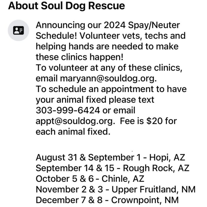 Soul Dog Rescue November 2 & 3 Upper Fruitland, NM