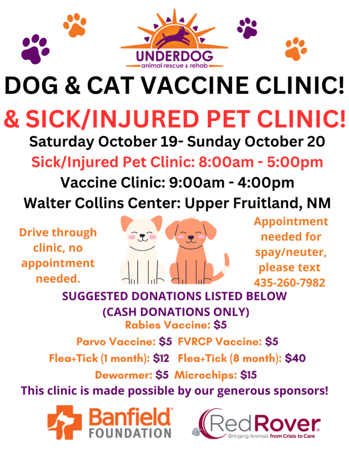 October 19 - 20 Underdog clinic in Upper Fruitland