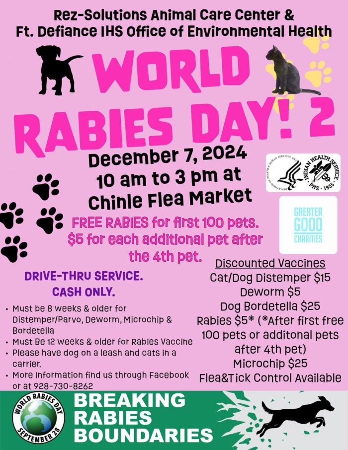 World Rabies Day December 7 Chinle Flea Market Rez-Solutions