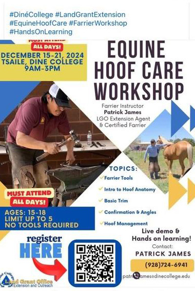 December 15-21 Equine Hoof Care Workshop Tsaile, Dine College Patrick James