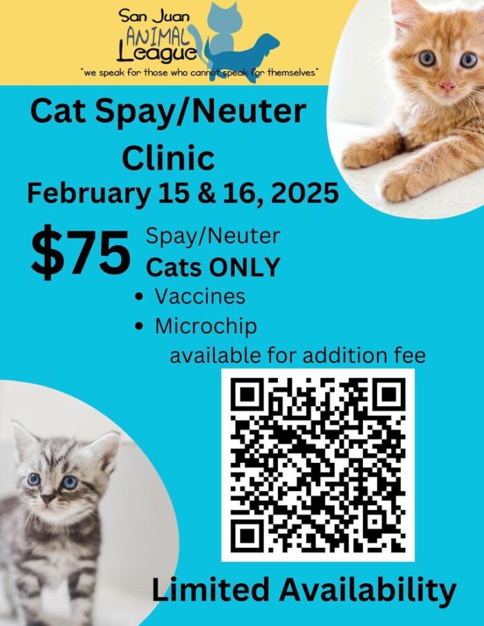 San Juan Animal League Cat Spay Neuter Clinic February 15 & 16 Farmington